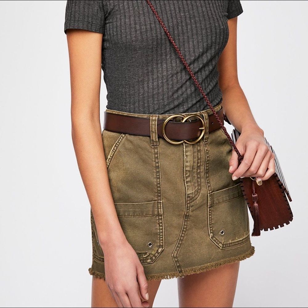 FREE PEOPLE SKIRT: Canvas Relaxed Mini Skirt